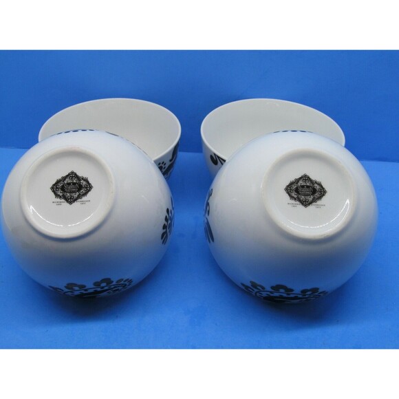 Shannon Palace Damask Black On White 3" H X 5 1/2" W Cereal Bowls Set Of 4 Bowls - Picture 6 of 7